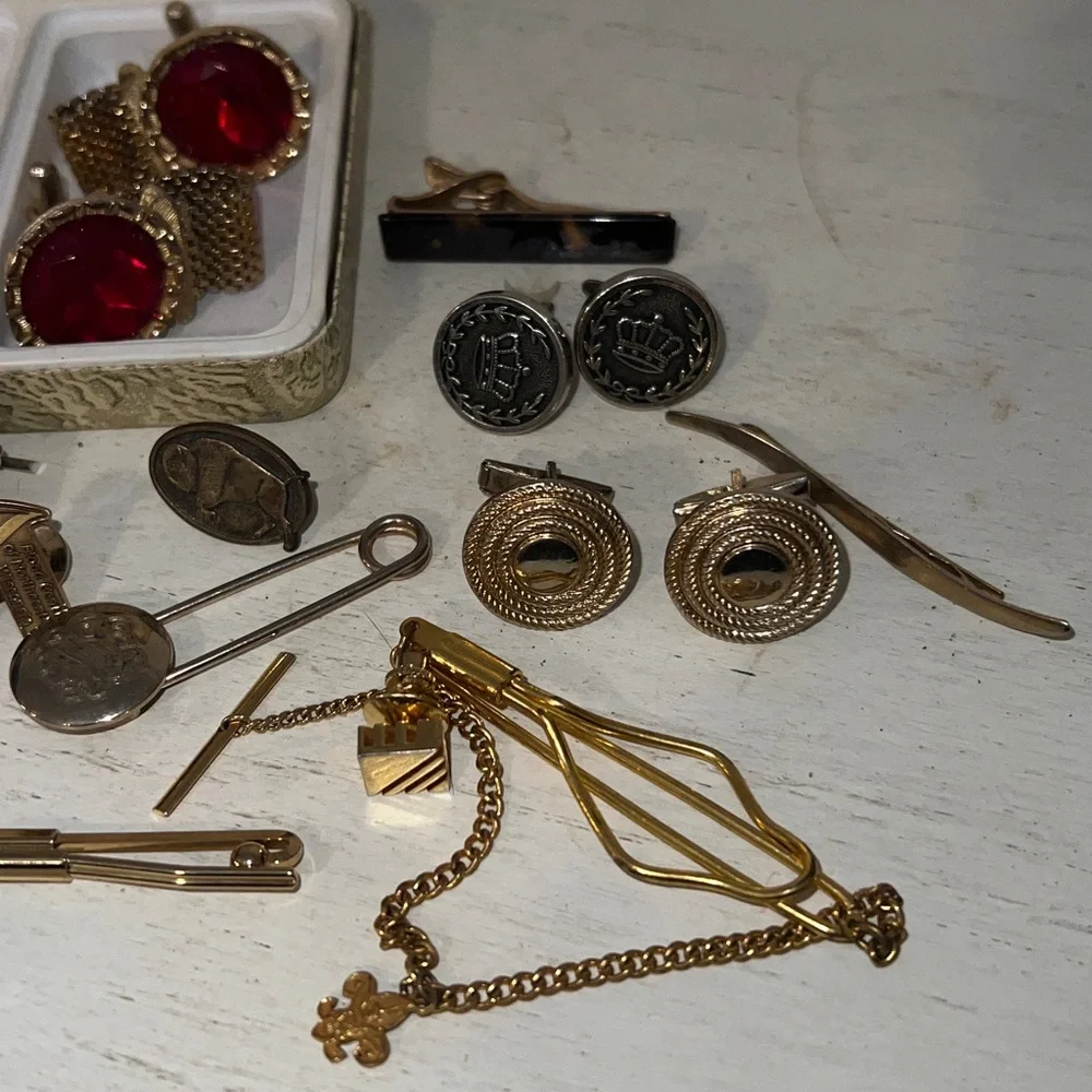 Lot mens cufflinks tie clips tacks swank unmarked